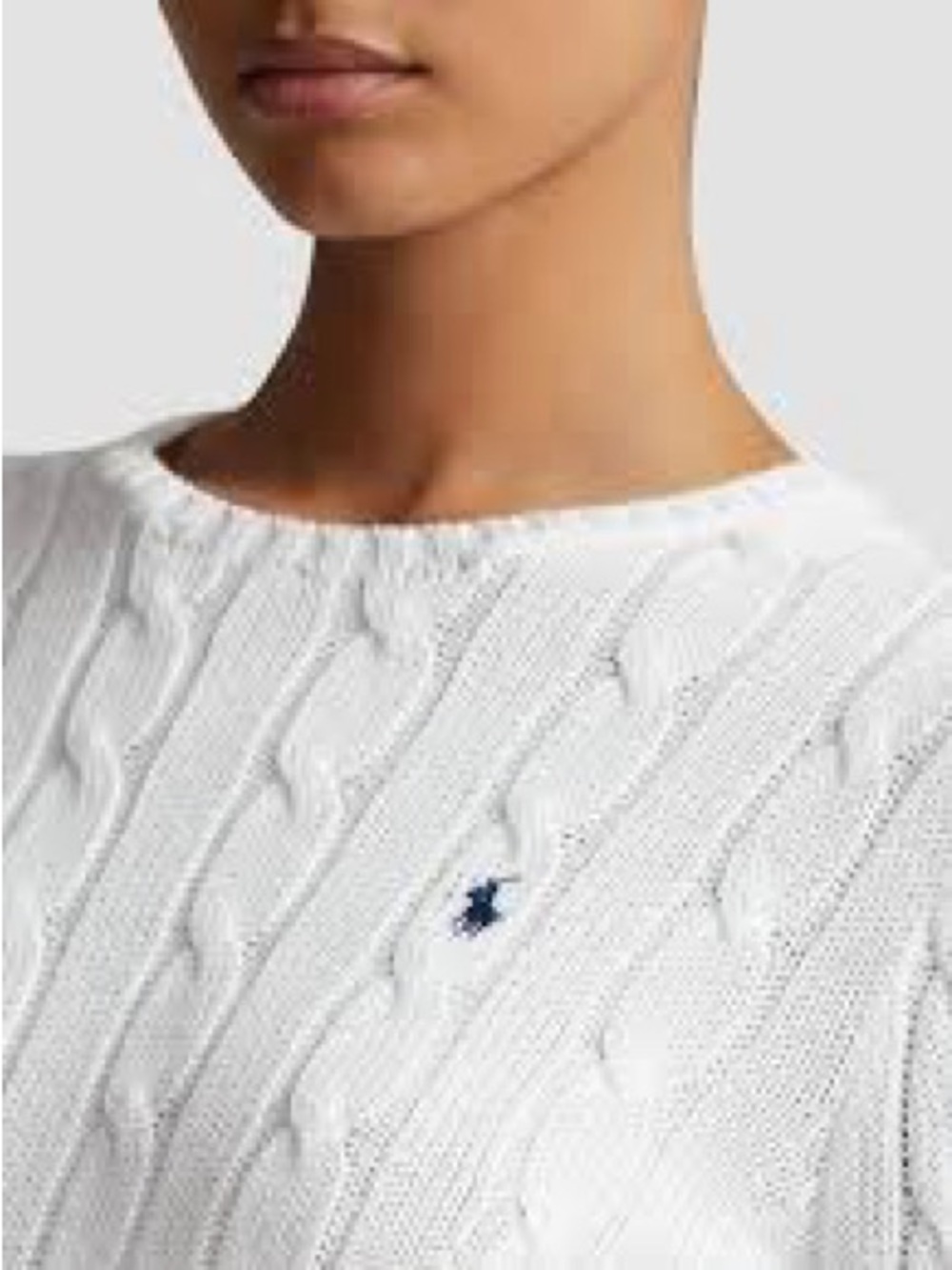 Polo Ralph Lauren iconic white cotton cable knit sweater